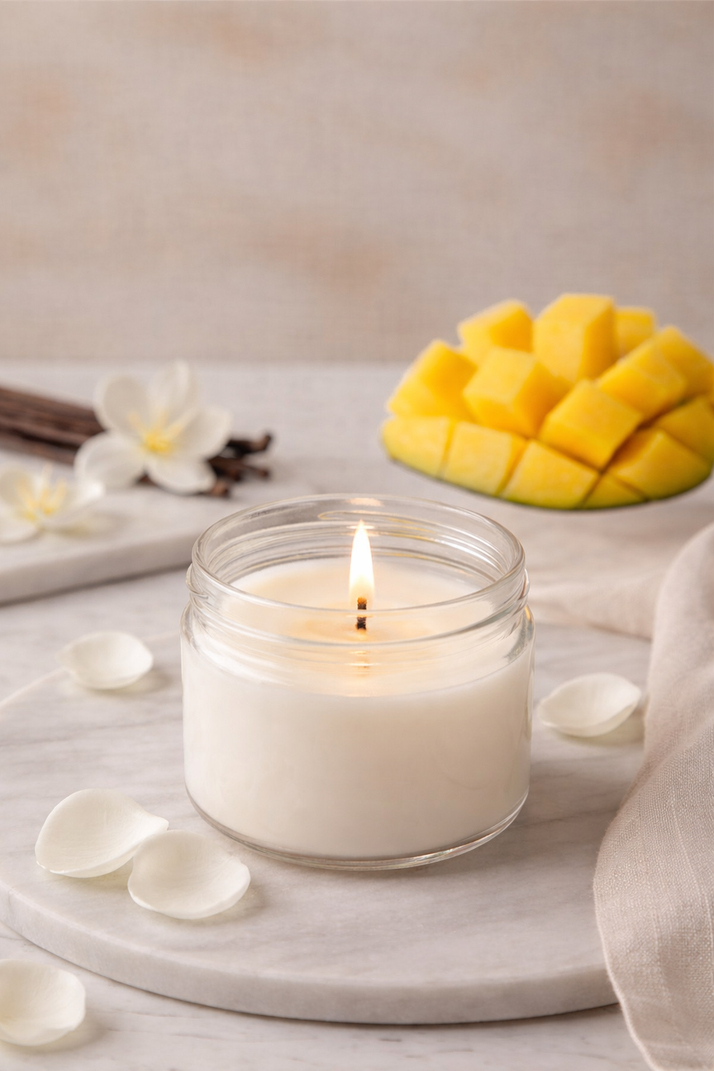 Vanilya Kokulu El Yapımı Mum | Cam Kavanoz Kokulu Mum – Dekoratif & Uzun Süreli